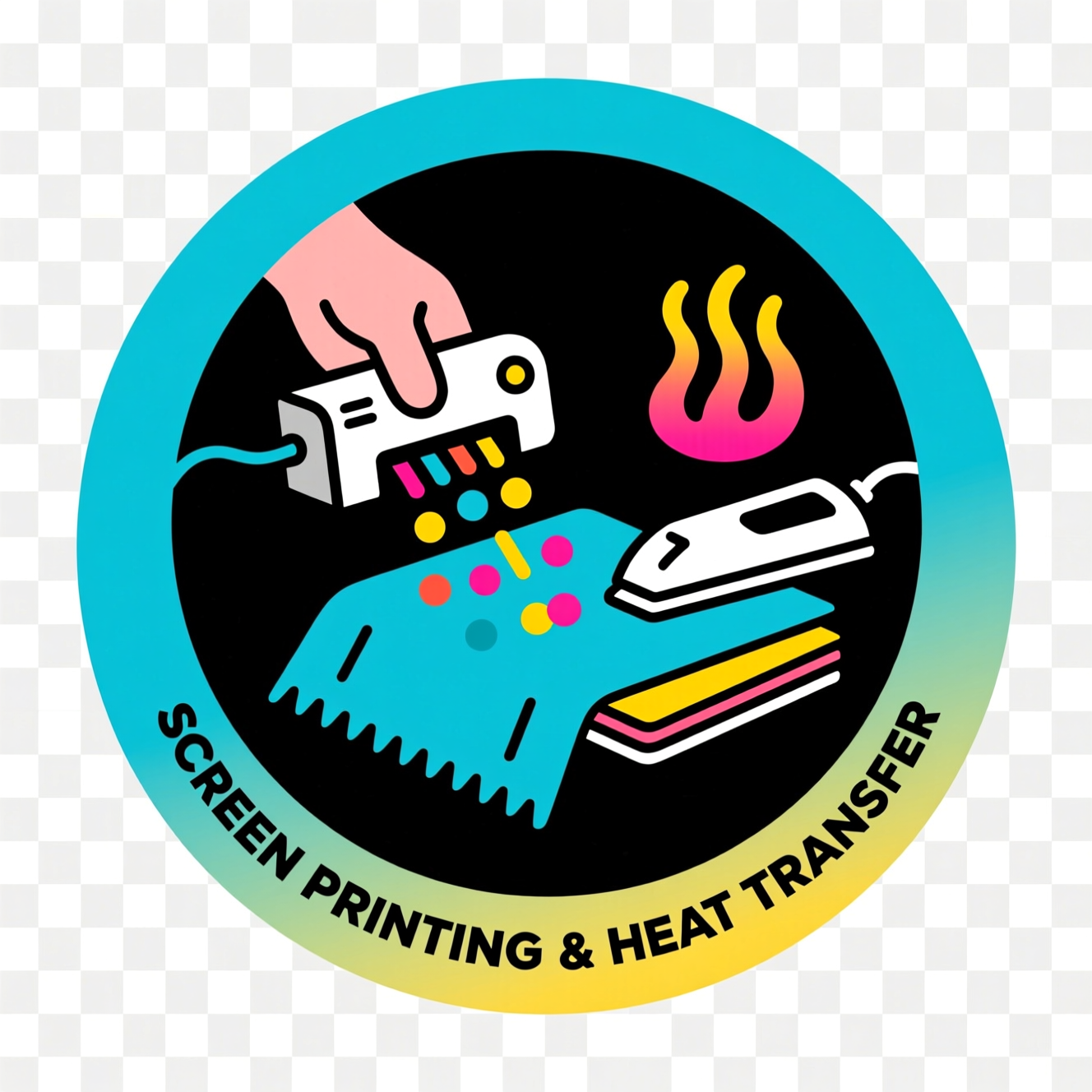 Screen printing and heat transfer icon