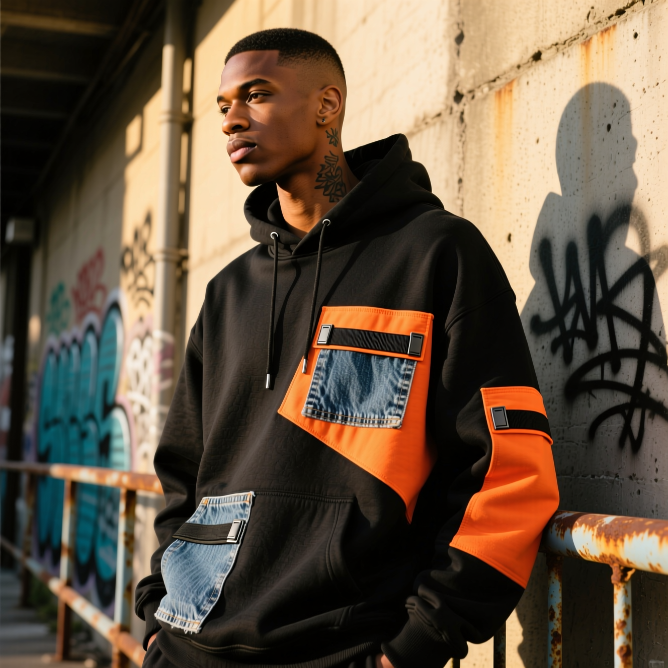 Hoodie with velcro patch panels